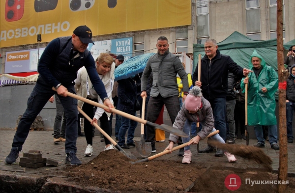 У одесского «Привоза» высадили первые 28 акаций из обещанной мэром тысячи. Фото