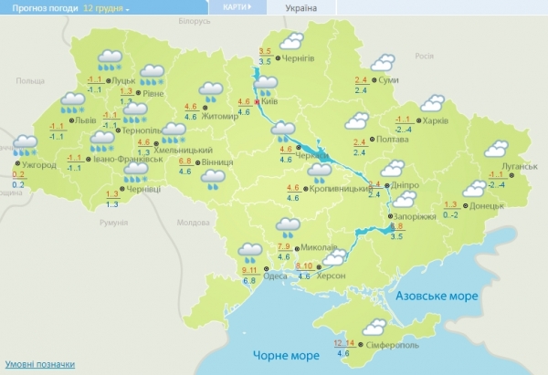 Потепление принесет в Украину сильные ливни: карта