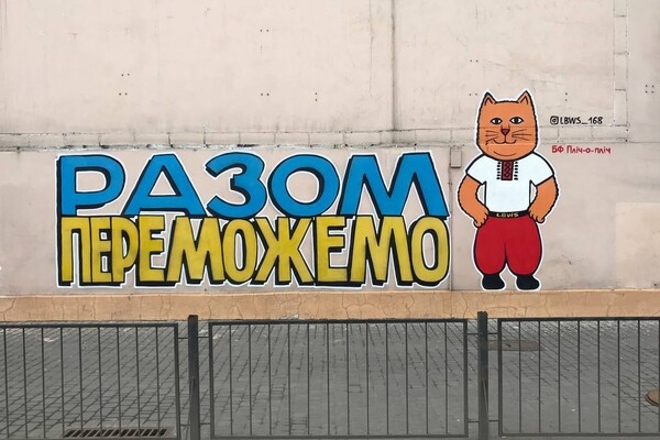 На улицах Одессы продолжают появляться граффити с котами-патриотами