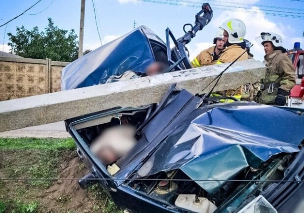 В Одесском районе автомобиль сбил столб: несколько человек получили травмы